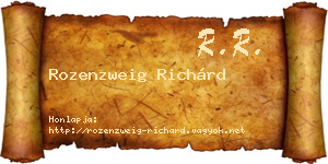 Rozenzweig Richárd névjegykártya